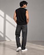 Load image into Gallery viewer, Men Round Neck Black Sleeveless T-Shirt
