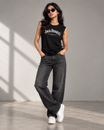 Load image into Gallery viewer, Women Round Neck Black Sleeveless T-Shirt
