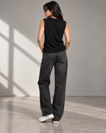 Load image into Gallery viewer, Women Round Neck Black Sleeveless T-Shirt

