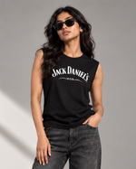 Load image into Gallery viewer, Women Round Neck Black Sleeveless T-Shirt
