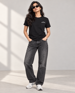 Load image into Gallery viewer, Solid Women Round Neck Black T-Shirt
