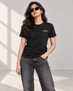 Load image into Gallery viewer, Solid Women Round Neck Black T-Shirt

