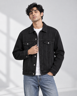 Load image into Gallery viewer, Men Black Denim Jacket
