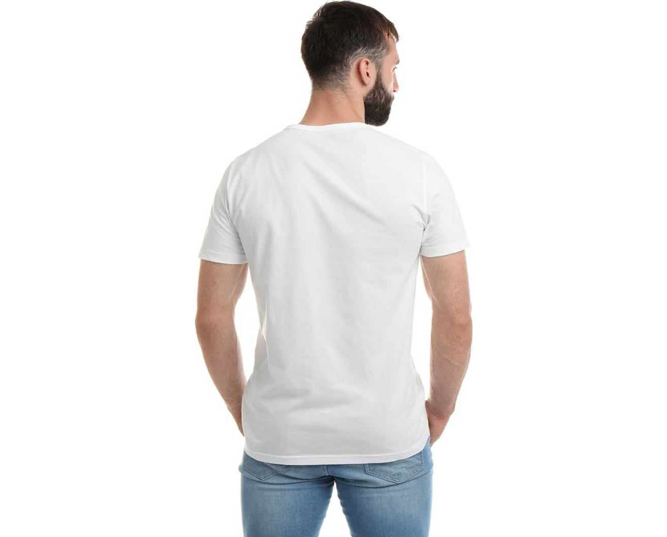 Solid Men V Neck White T-Shirt