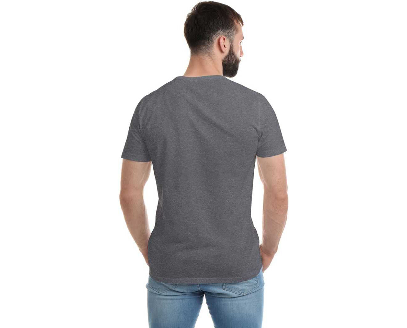 Solid Men Round Neck Grey T-Shirt