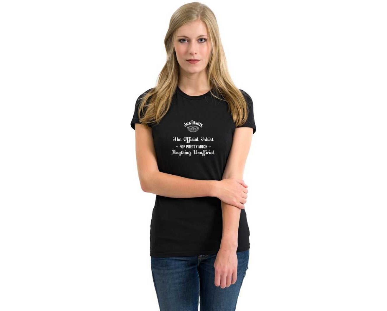 Printed Women Round Neck Black T-Shirt